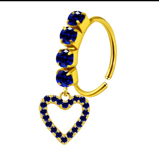 Blue sapphire dangling nose ring
