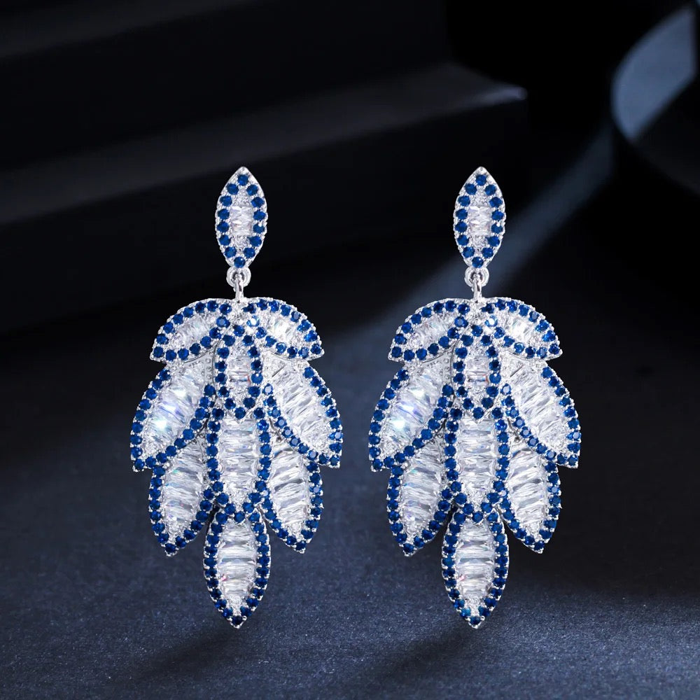 Leaf Dangle Cubic Zirconia Earring