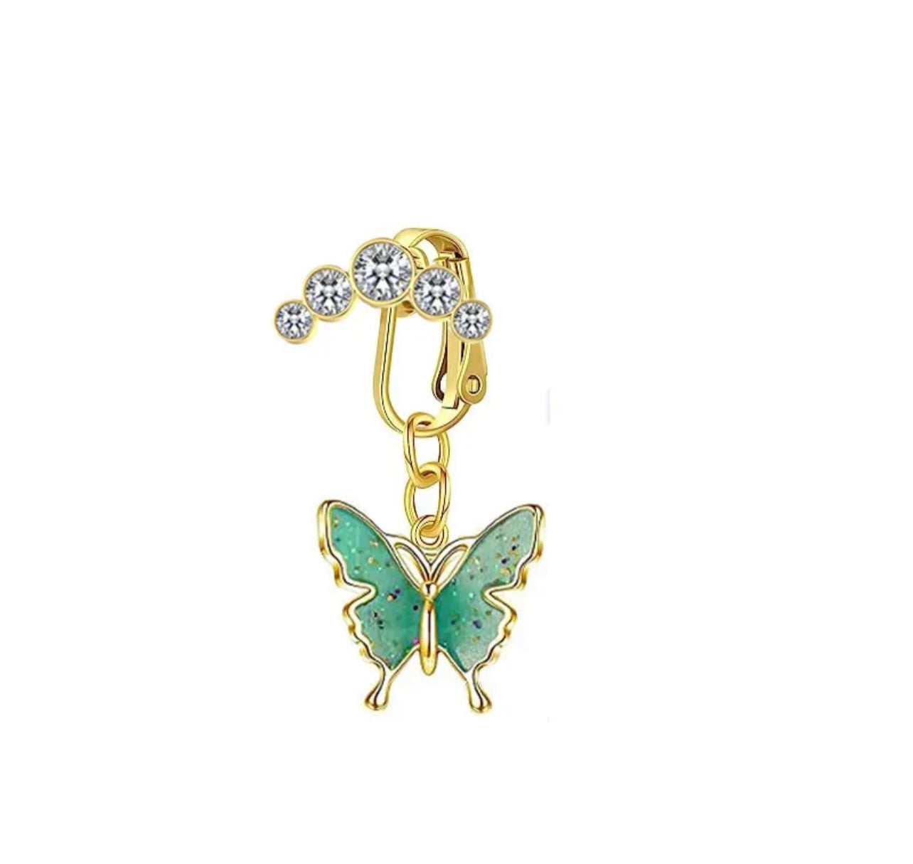 Butterfly clip-on belly ring