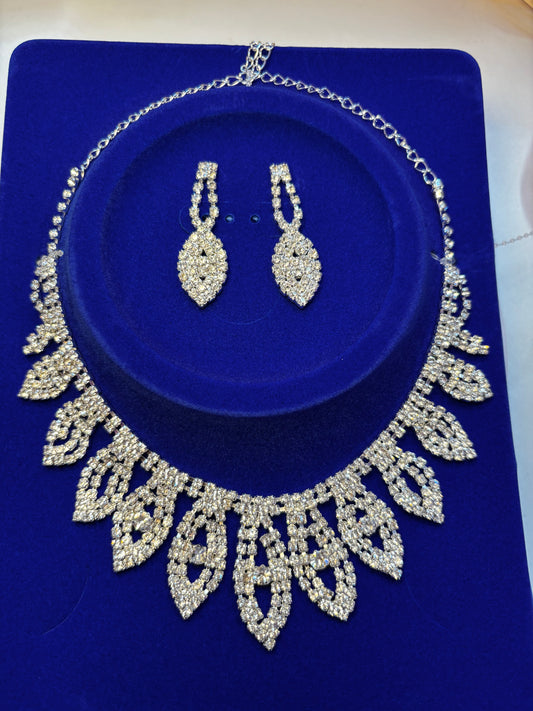 Cluster Rhinestone Bridal two piece set