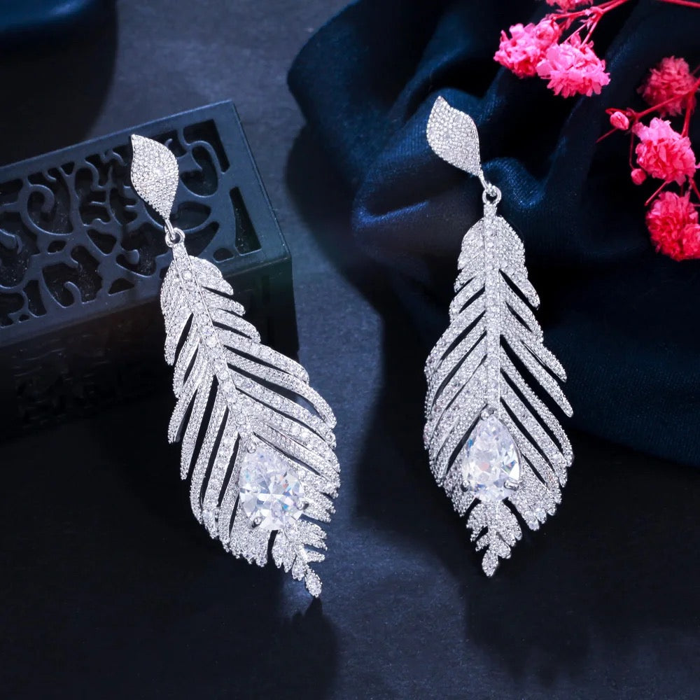 Feather Crystal Earring